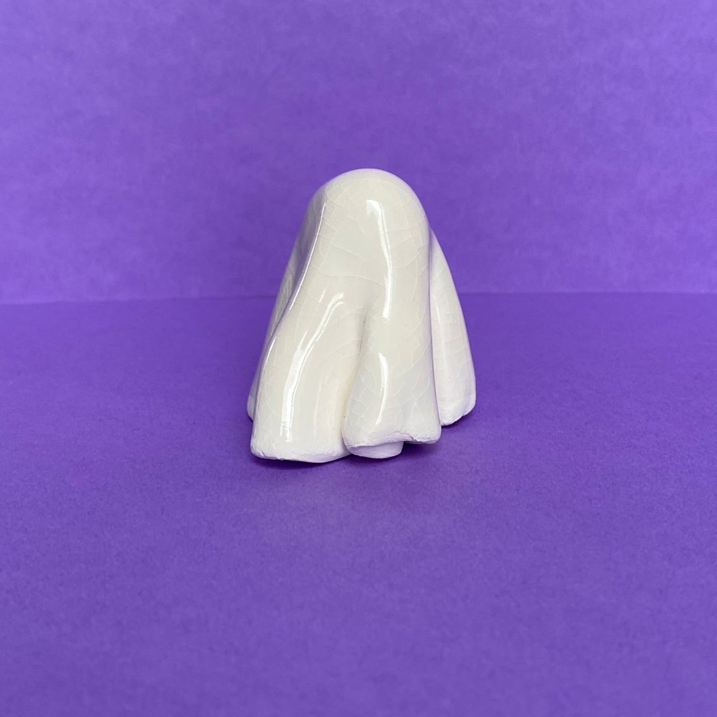 Talila - Handmade White Ghost Figurine Politely Declining