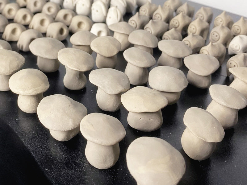 Hand shaped clay figurines from porcelain clay