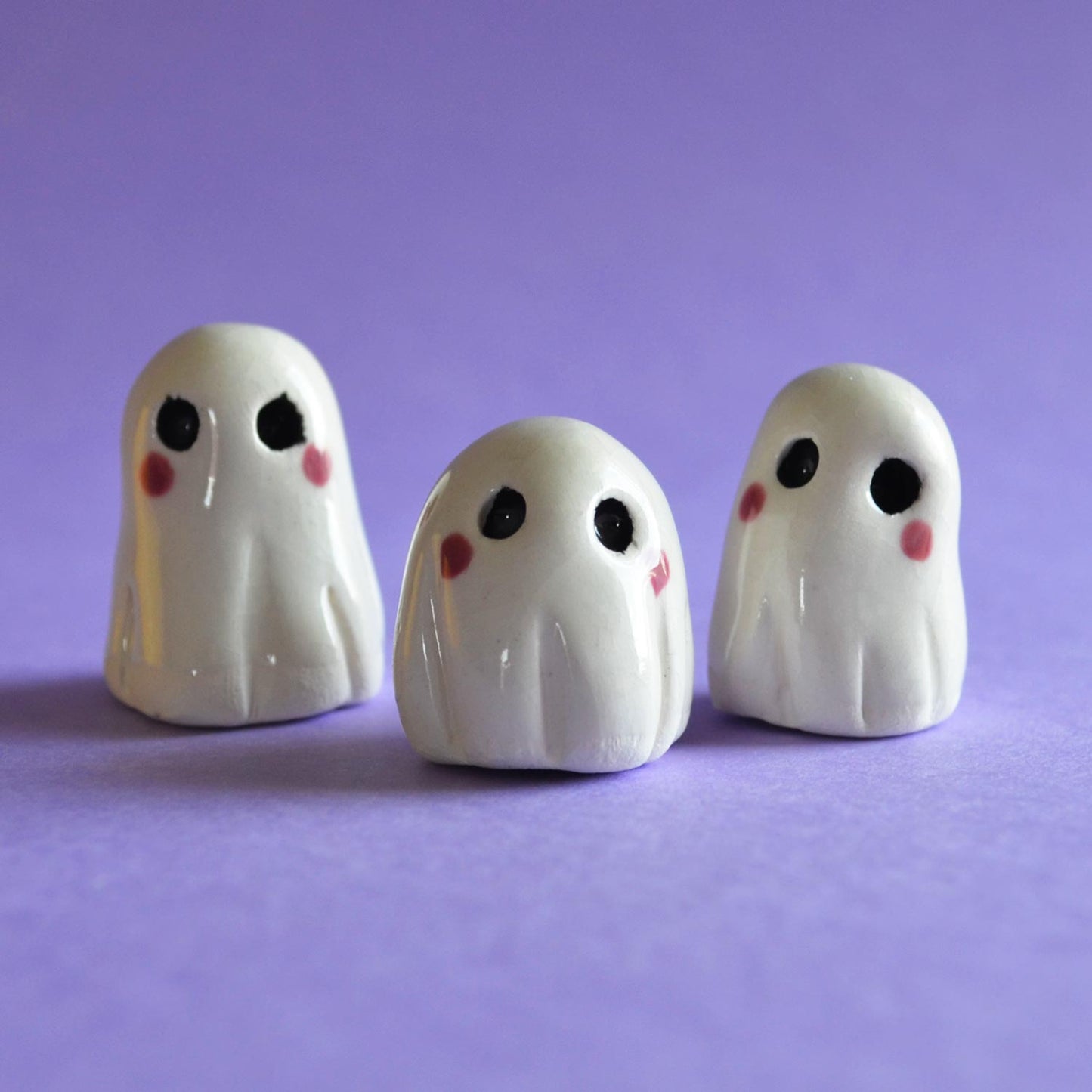 Lala - Handmade Tiny Ghost Figurine Politely Declining