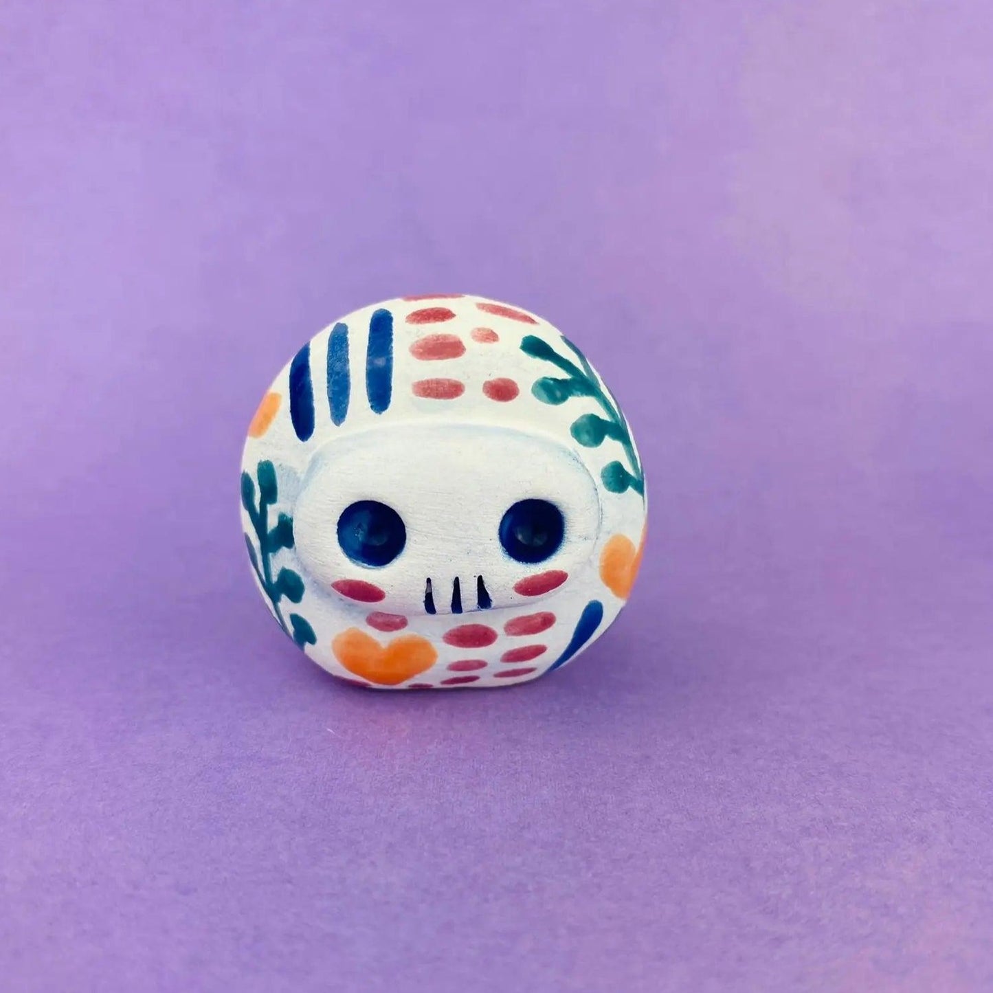 Skelltos - Handmade Colorful Skull Figurine Politely Declining
