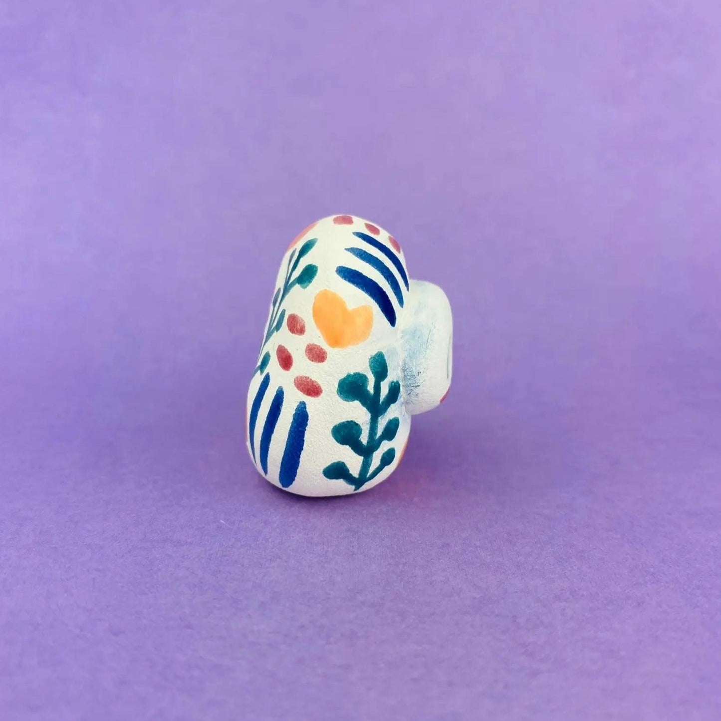 Skelltos - Handmade Colorful Skull Figurine Politely Declining