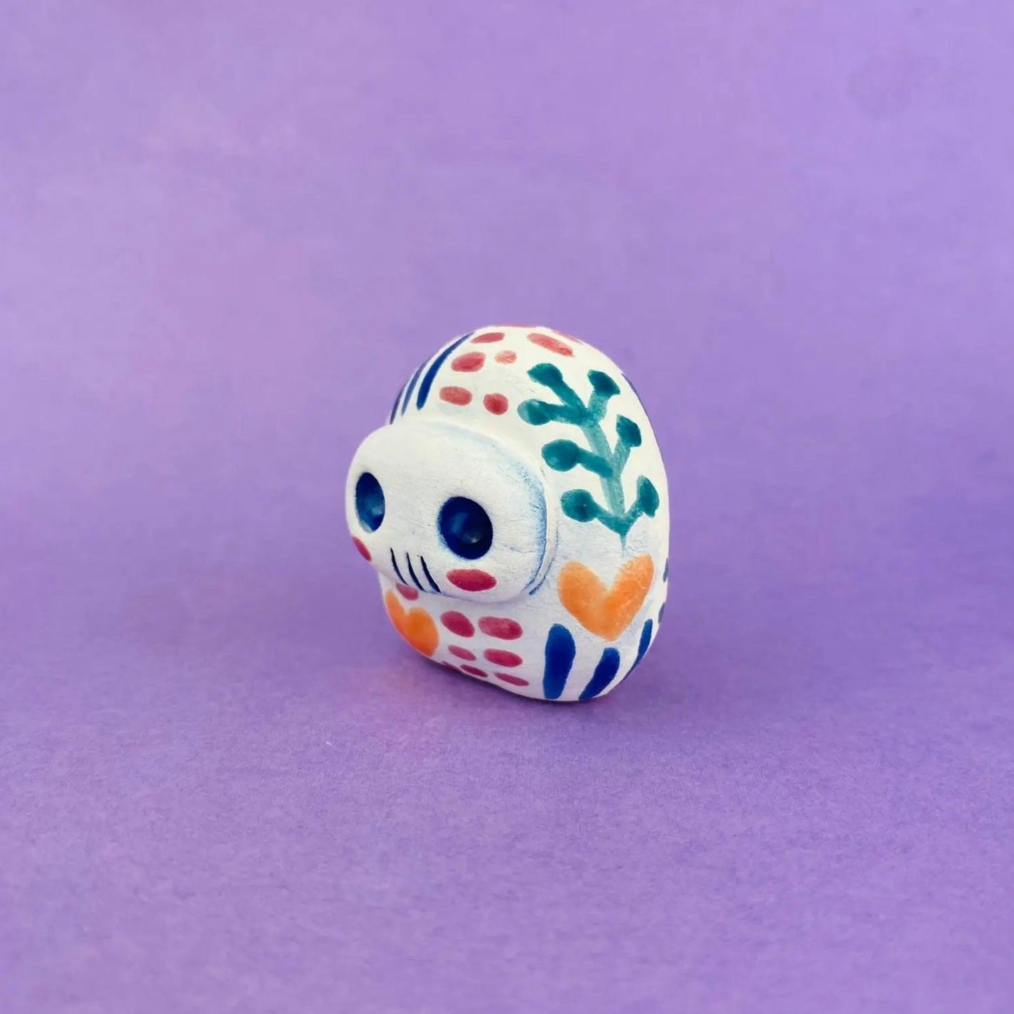 Skelltos - Handmade Colorful Skull Figurine Politely Declining