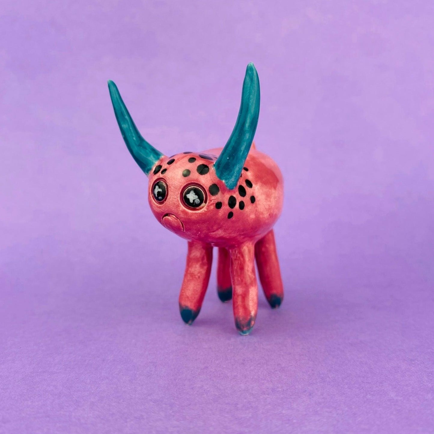 Cosmic Deer - Handmade Pink Deer Figurine Politely Declining
