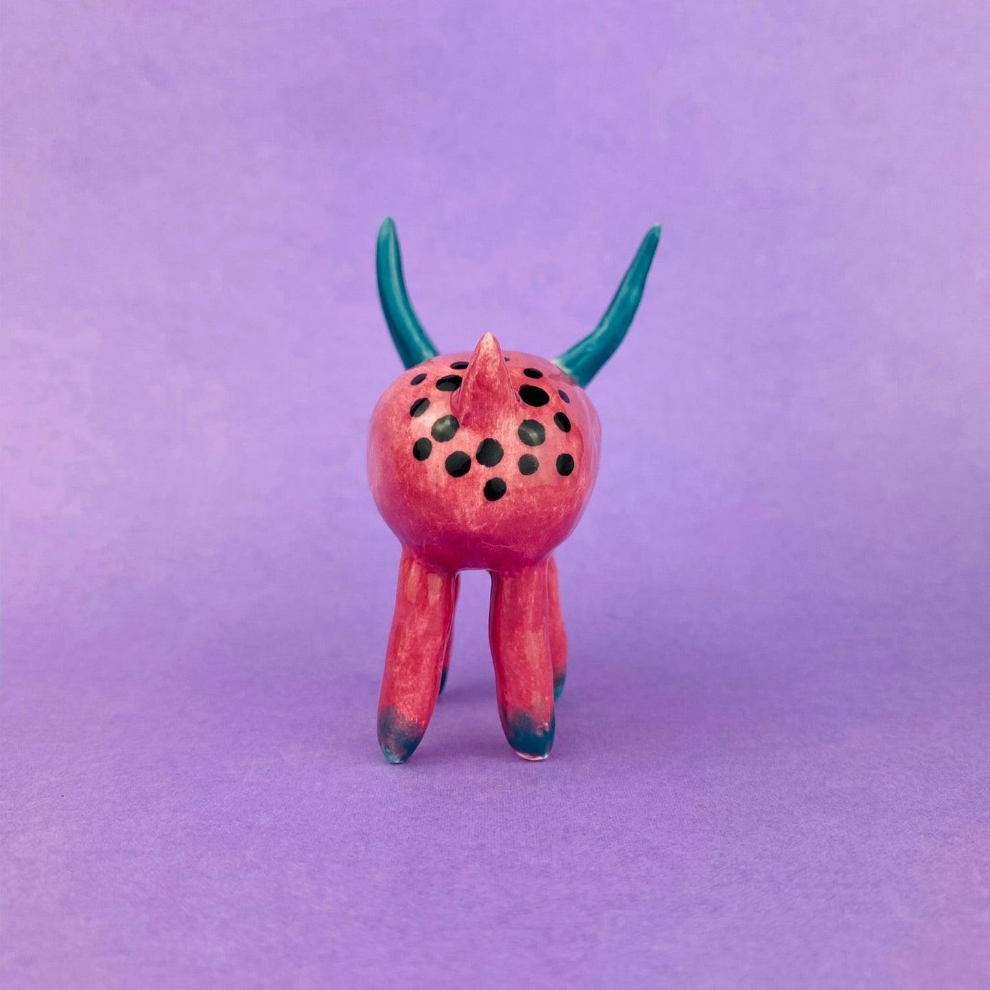 Cosmic Deer - Handmade Pink Deer Figurine Politely Declining