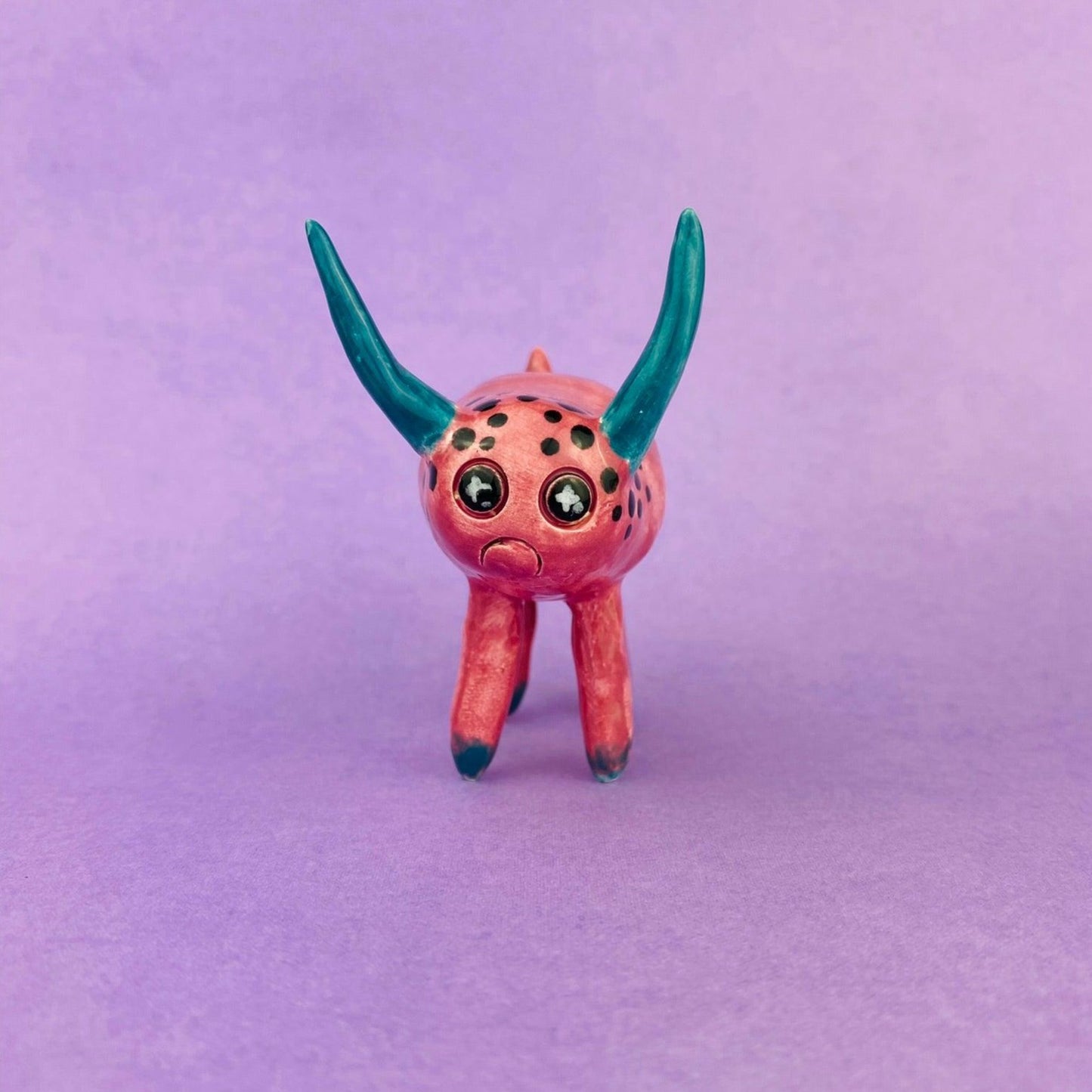 Cosmic Deer - Handmade Pink Deer Figurine Politely Declining