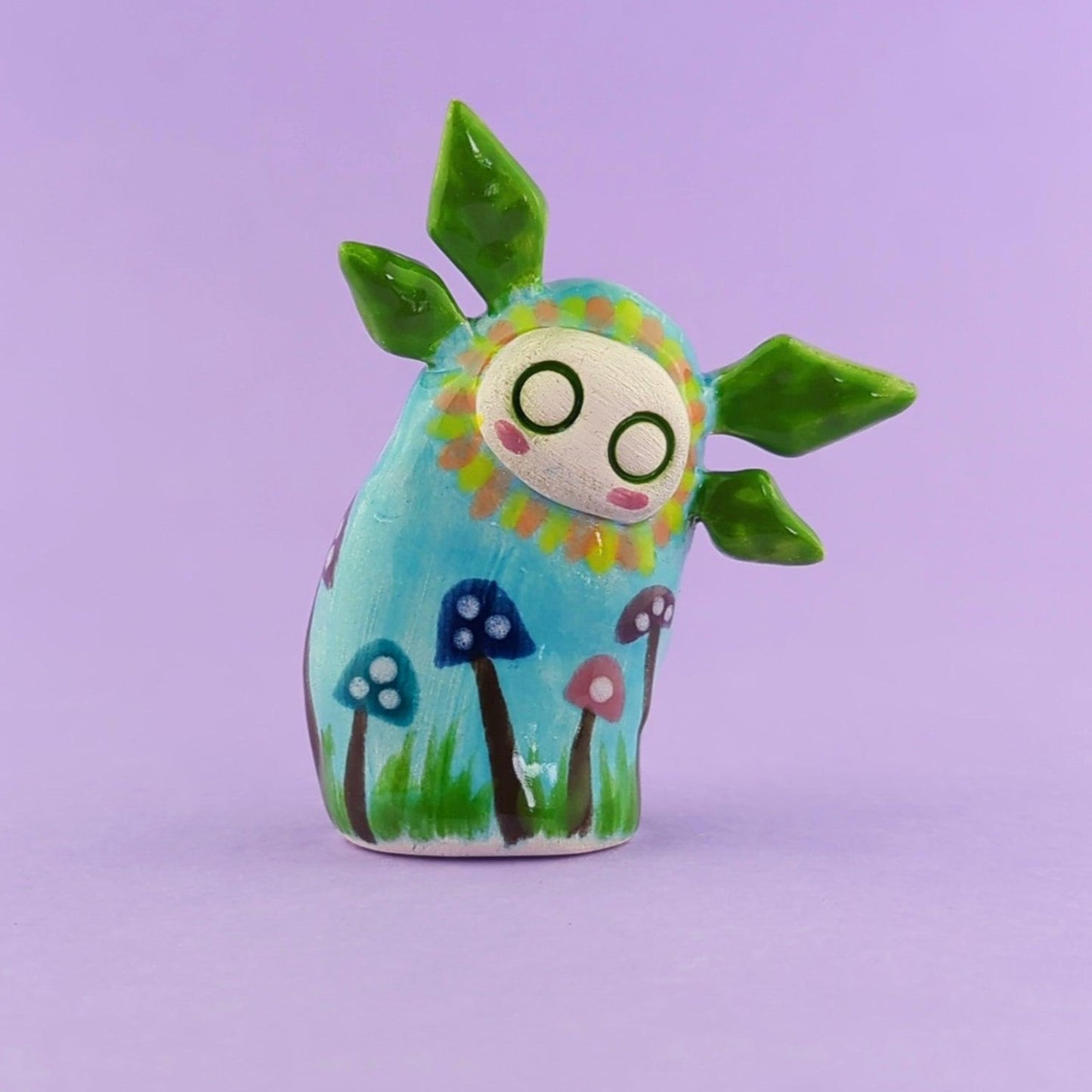 Faelyn - Handmade Mushroom Fae Figurine Politely Declining - Front