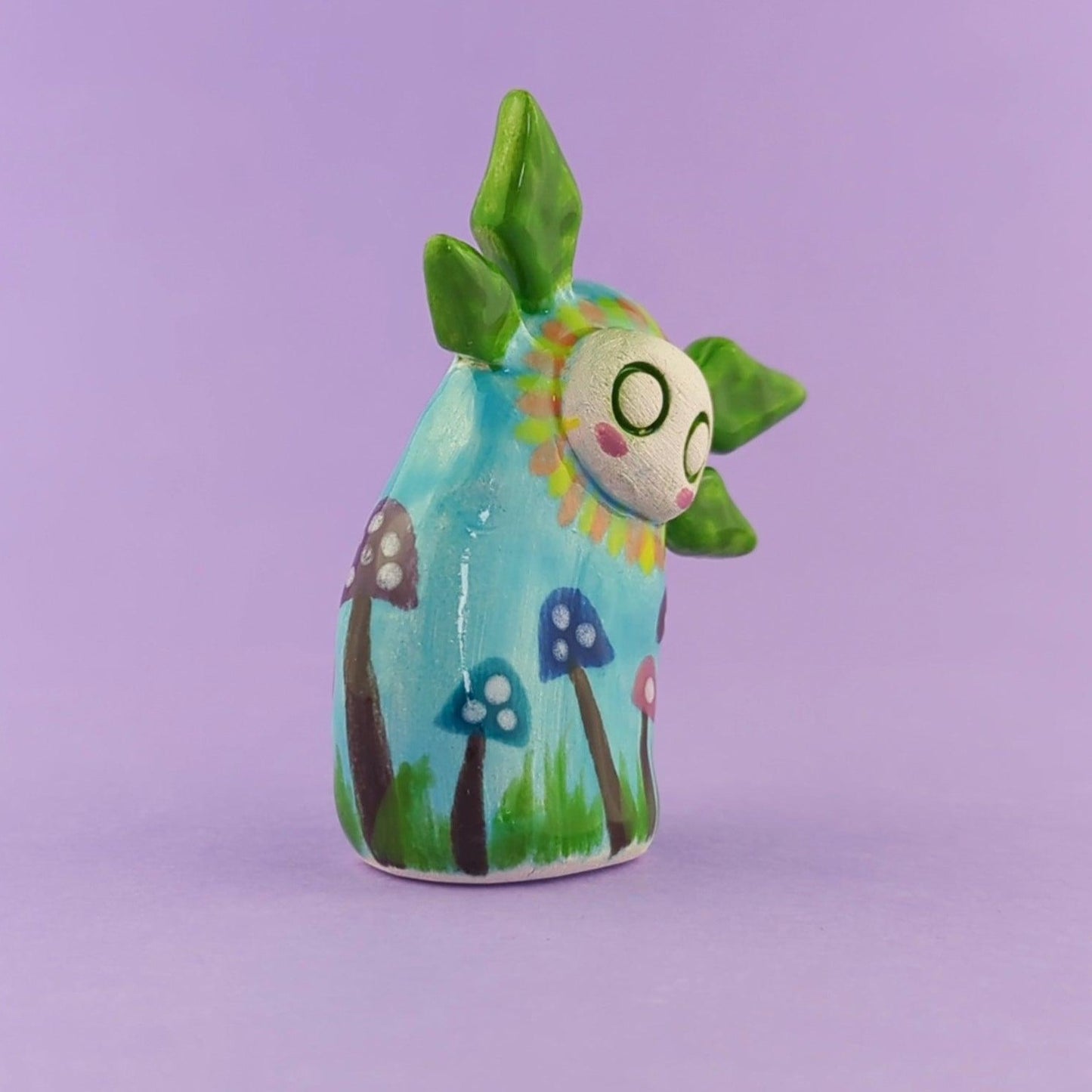 Faelyn - Handmade Mushroom Fae Figurine Politely Declining - Profile