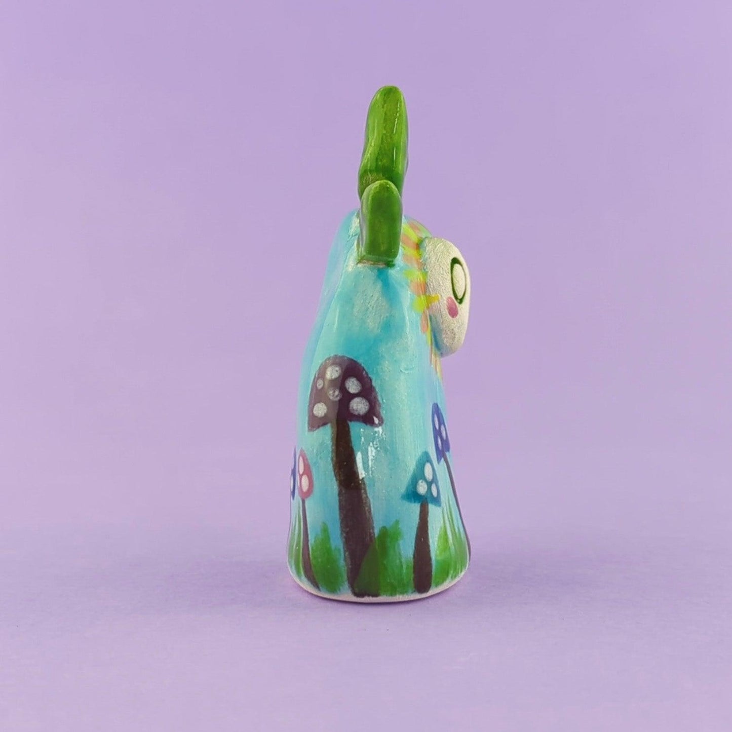 Faelyn - Handmade Mushroom Fae Figurine Politely Declining - Side Right