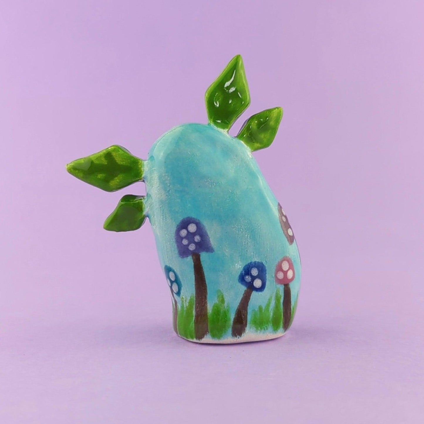Faelyn - Handmade Mushroom Fae Figurine Politely Declining - Back