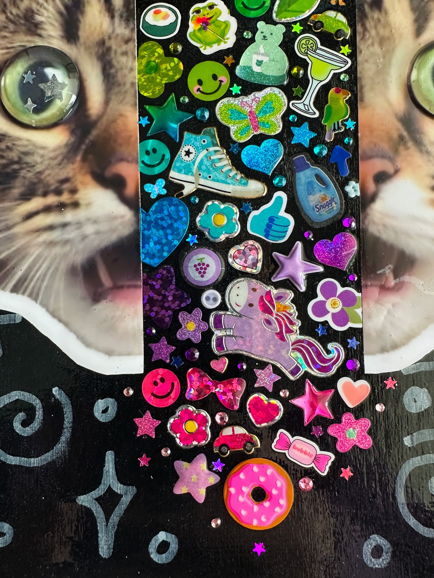 Crazy Cat Sticker Collage Politely Declining
