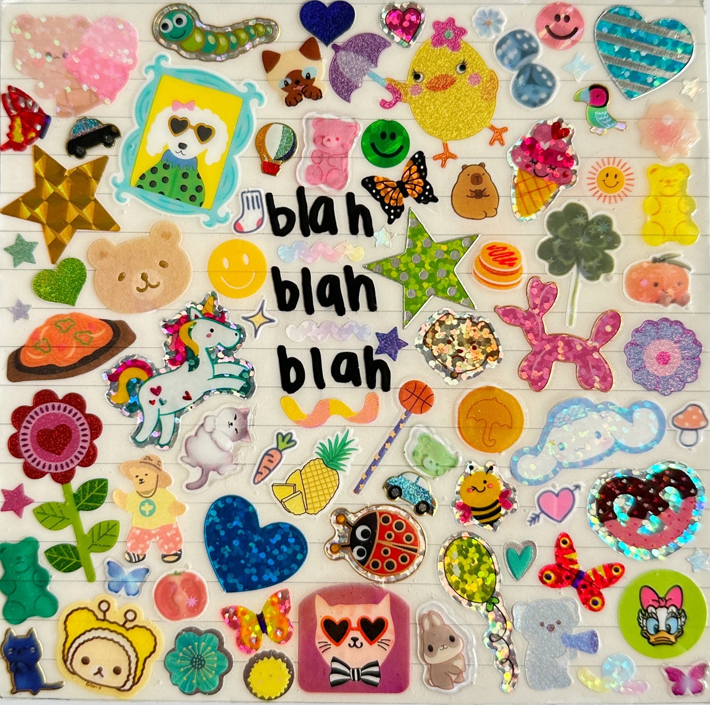 Blah Blah Blah Sticker Collage Politely Declining