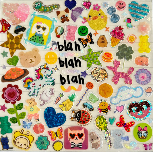 Blah Blah Blah Sticker Collage Politely Declining