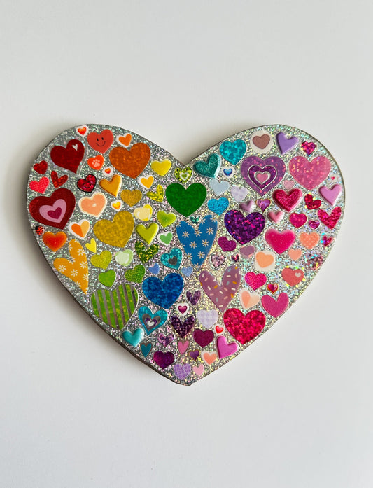 Holographic Heart Sticker Collage Politely Declining