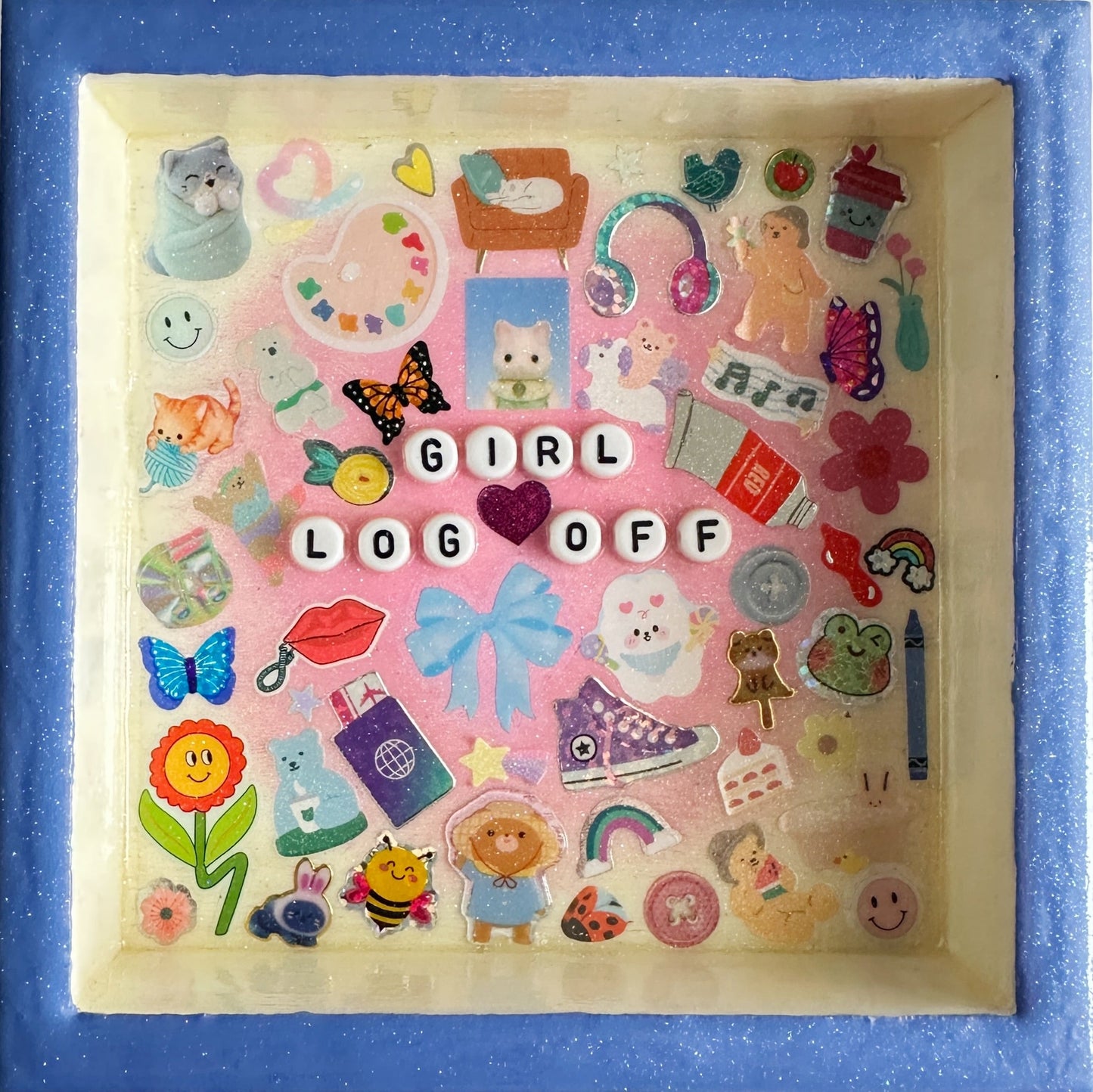 Girl Log Off Sticker Collage Politely Declining