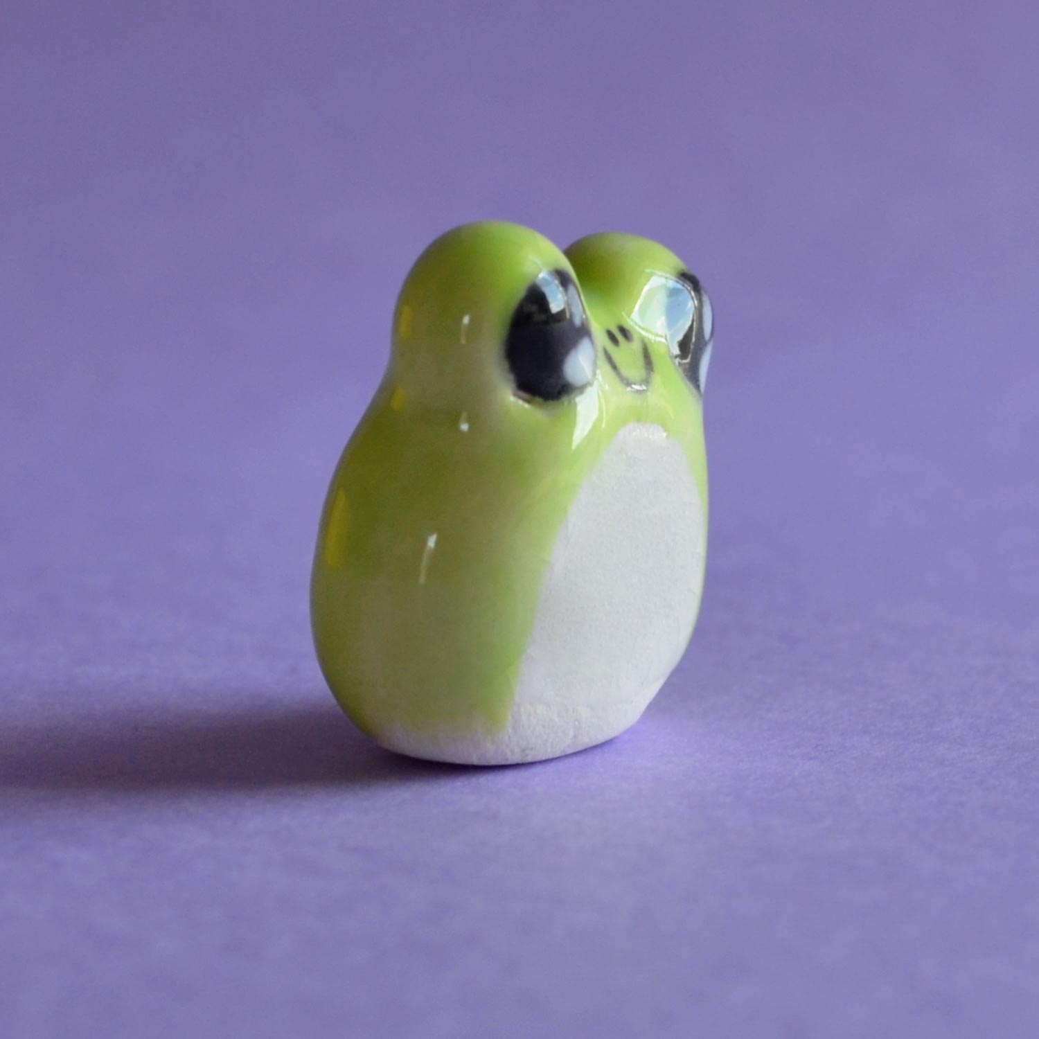 Junie - Handmade Tiny Frog Figurine Politely Declining - Side Right