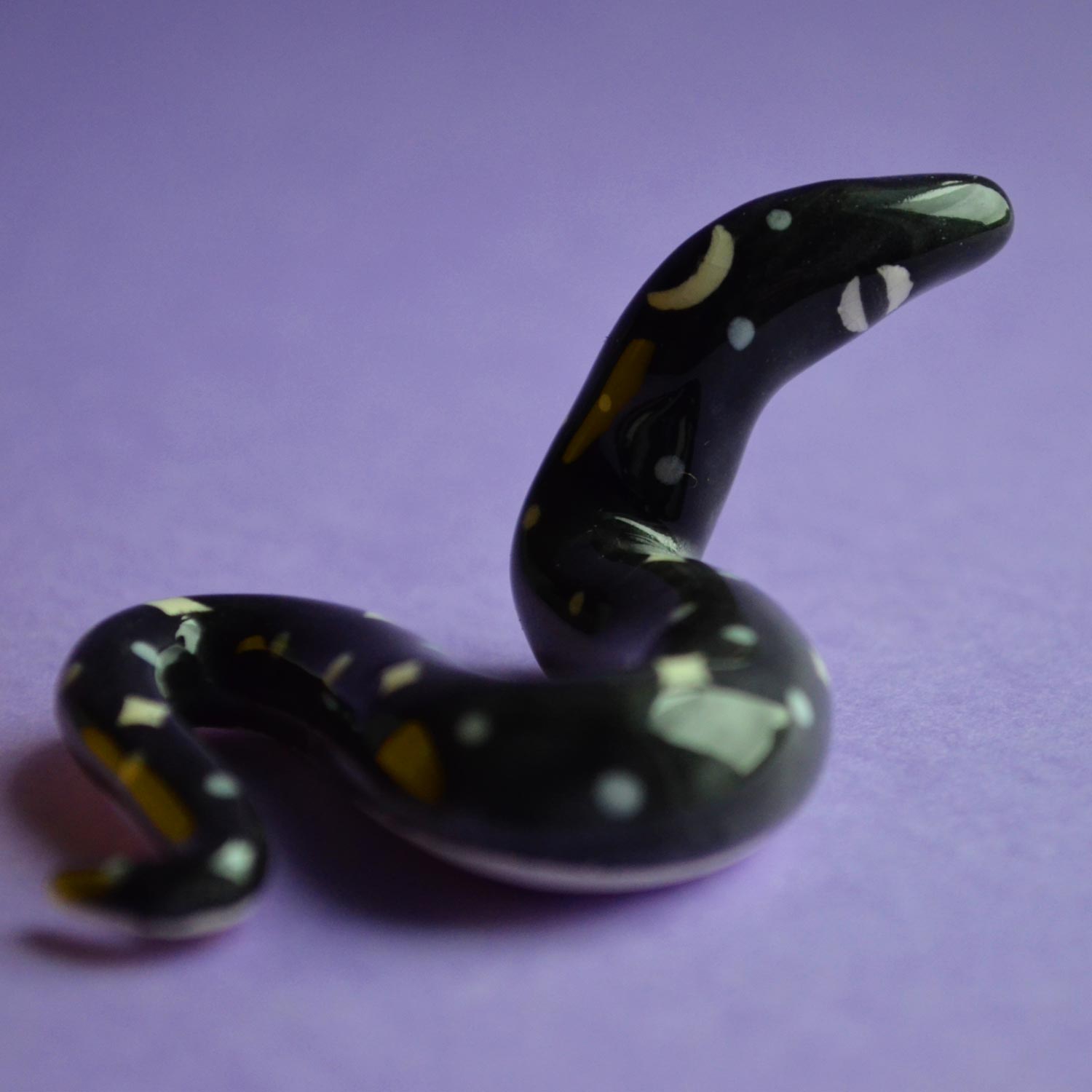 Sisra - Handmade Night Snake Figurine Politely Declining - Back