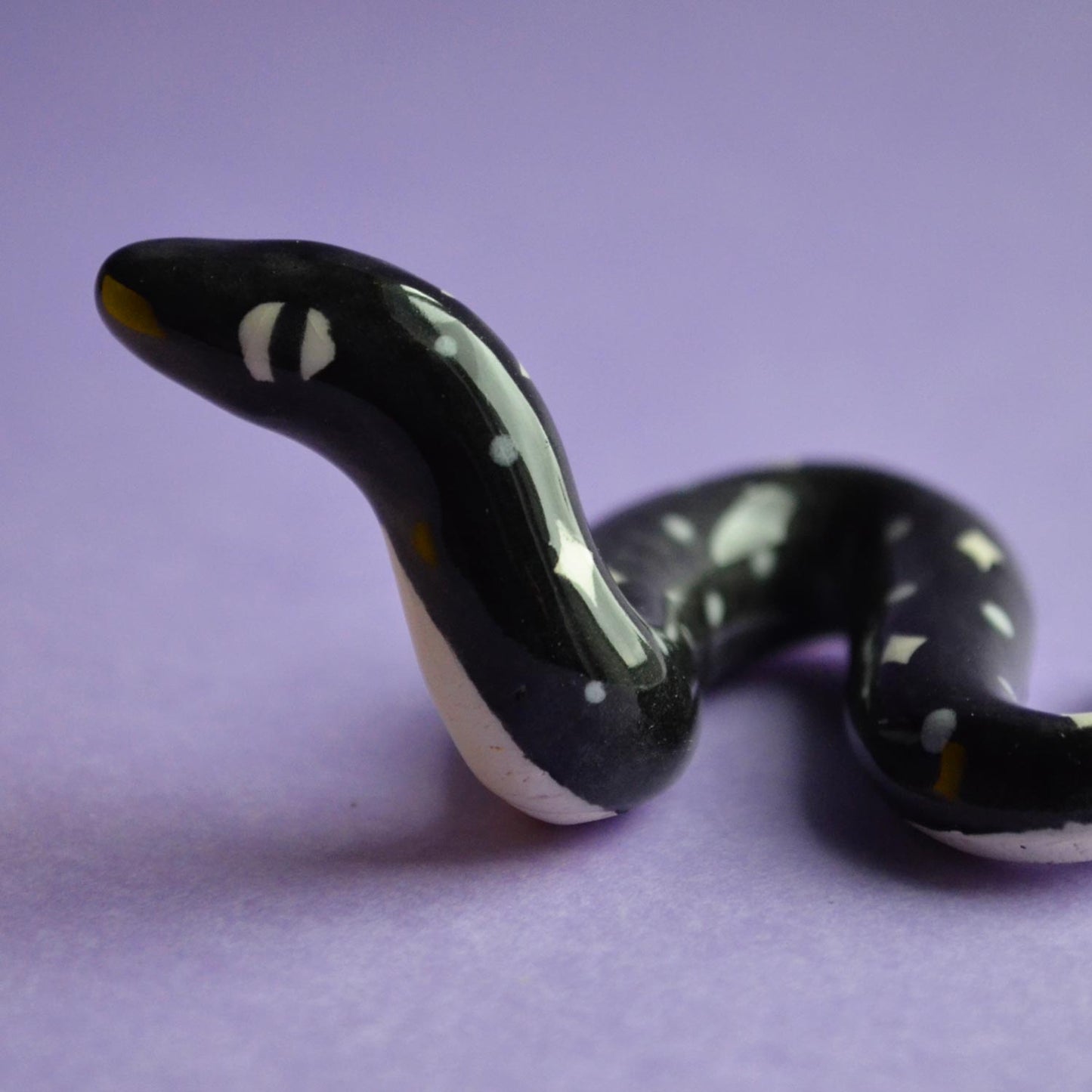 Sisra - Handmade Night Snake Figurine Politely Declining - Profile