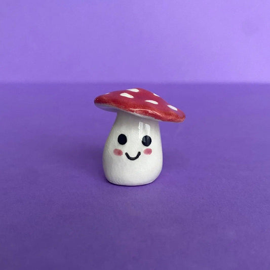 Myris - Handmade Tiny Mushroom Figurine Politely Declining - Face