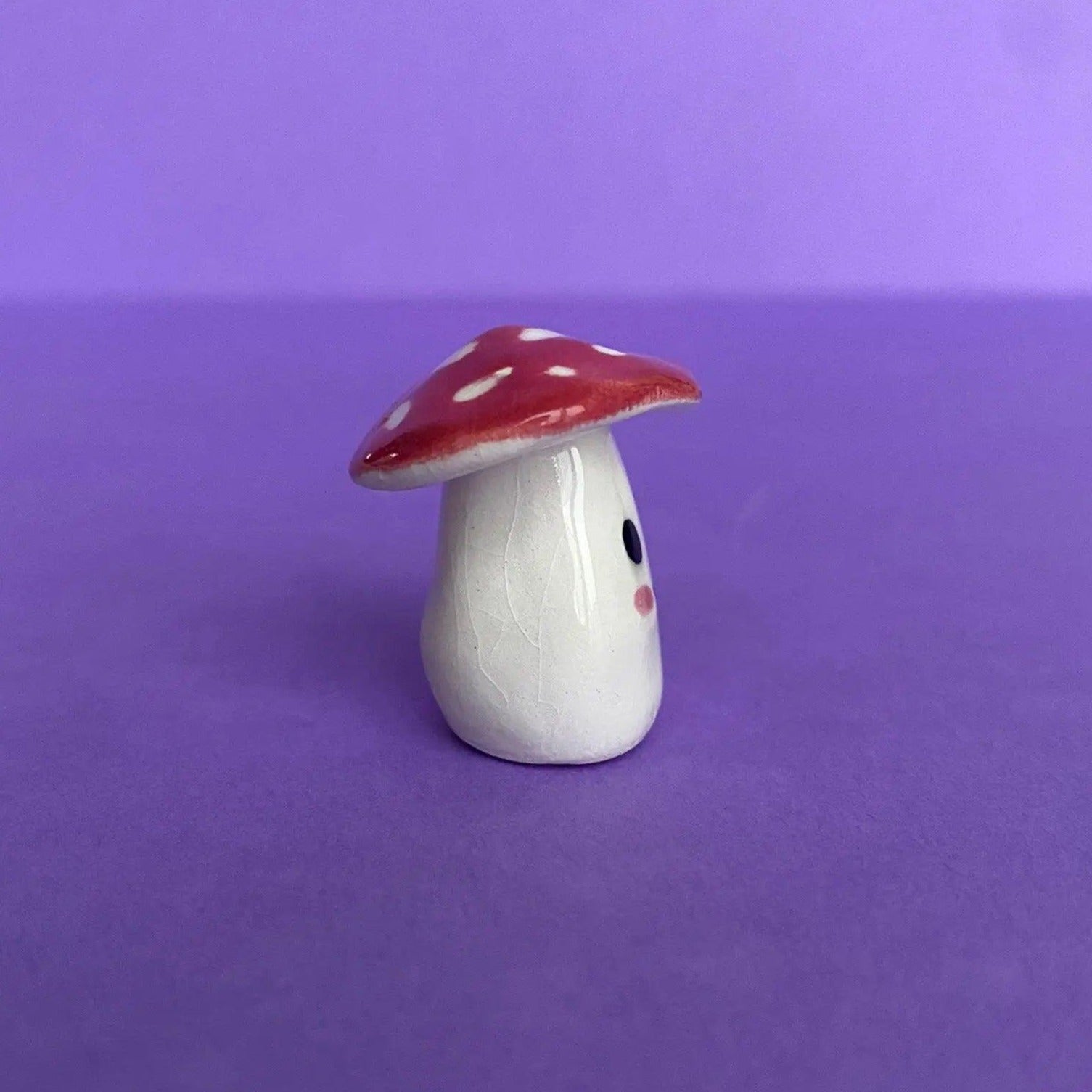 Myris - Handmade Tiny Mushroom Figurine Politely Declining - Profile Right