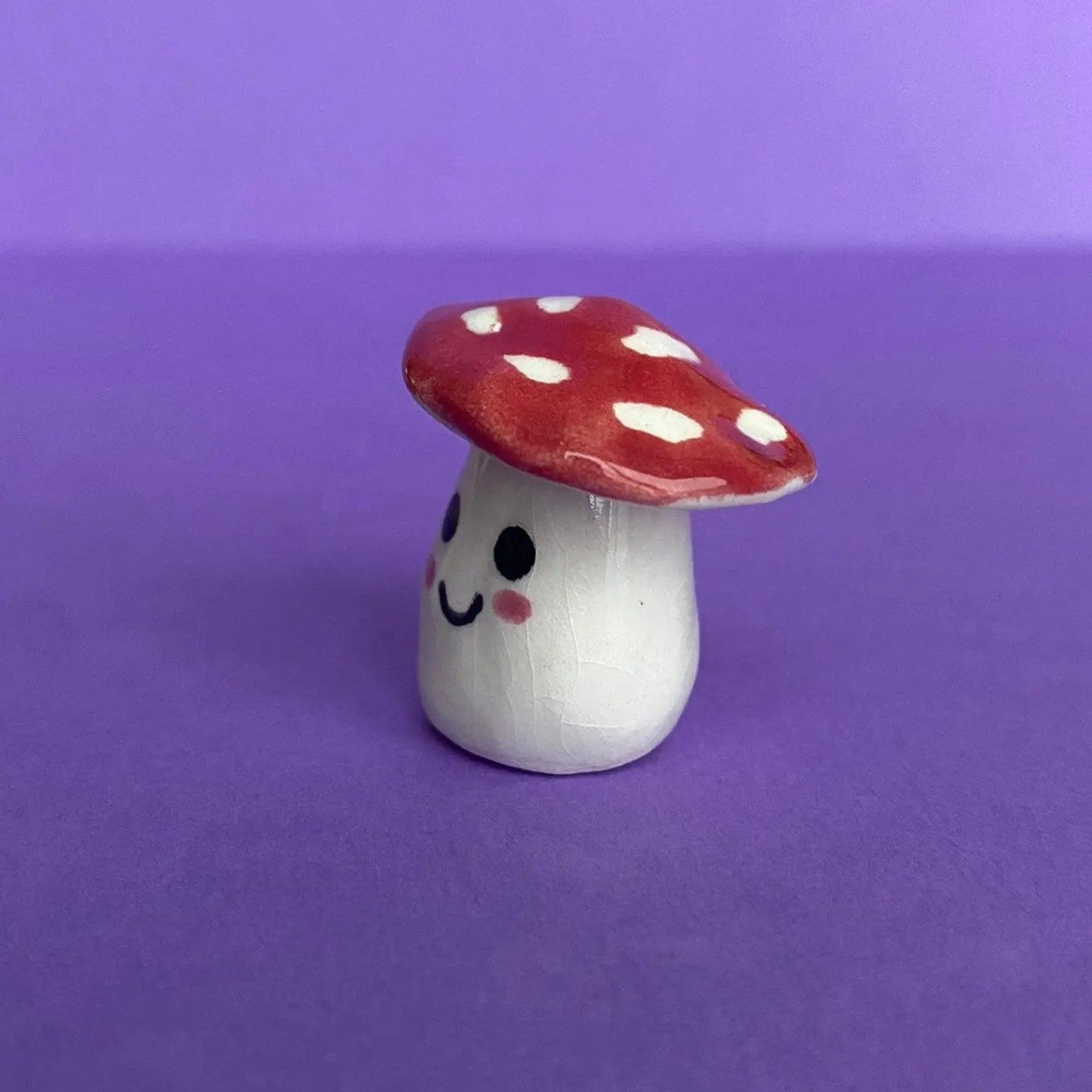 Myris - Handmade Tiny Mushroom Figurine Politely Declining - Profile Left