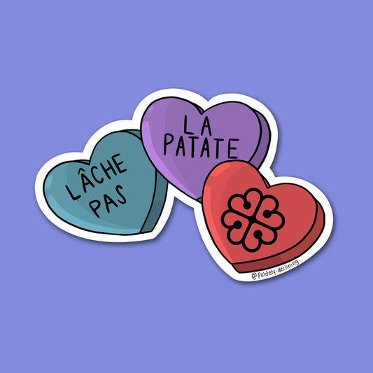 'Lâche pas la patate' Candy Hearts - Handmade Sticker Politely Declining