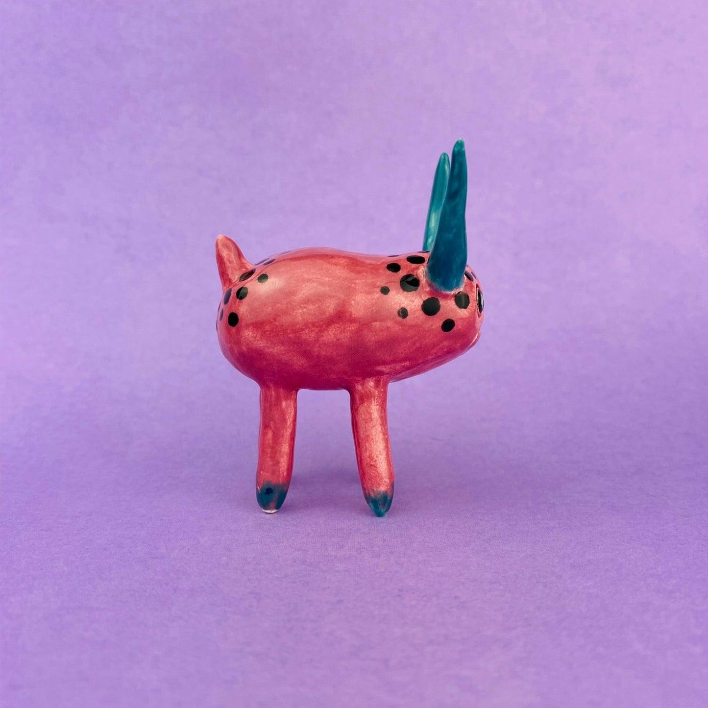 Cosmic Deer - Handmade Pink Deer Figurine Politely Declining
