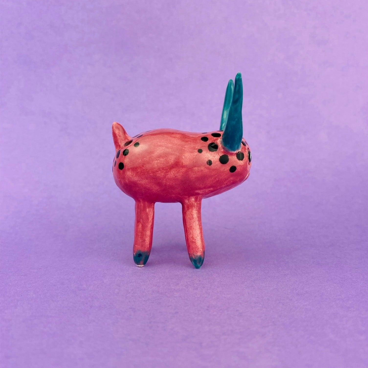 Cosmic Deer - Handmade Pink Deer Figurine Politely Declining