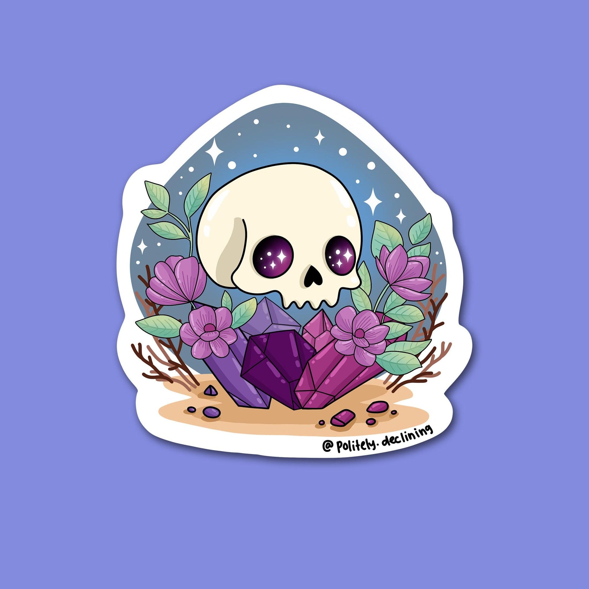 Crystal Skull - Handmade Sticker Politely Declining