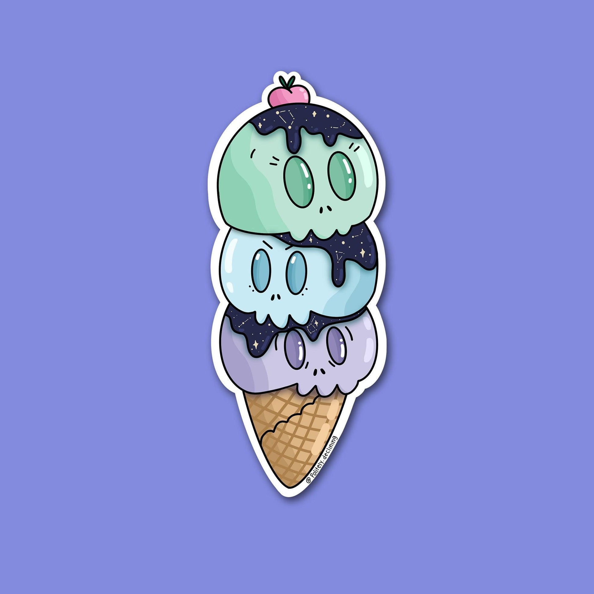 Ice Cream Skull - Handmade Sticker Politely Declining
