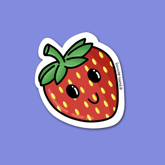 Happy Strawberry - Handmade Sticker Politely Declining